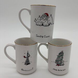 SET OF 3 -Christmas Merry Masterpieces Mugs 1st Edition American Collection 1999